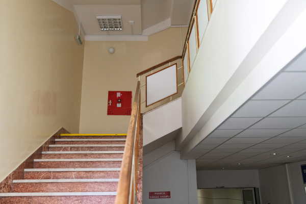 Empty old staircase in municipal hospital.